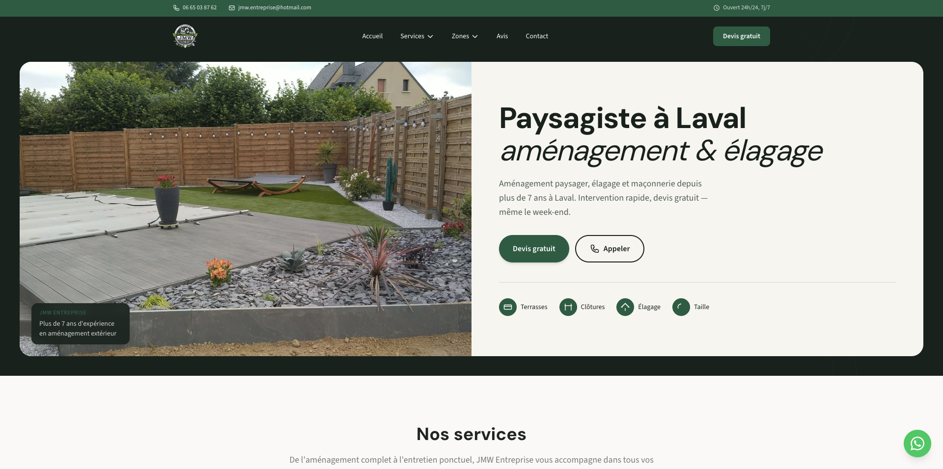 Site web JMW Entreprise
